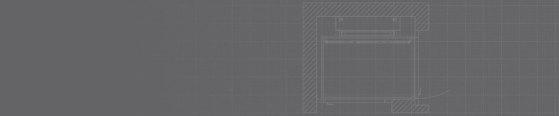 Grayscale architectural drawings for a vertical platform lift against a gridded background.