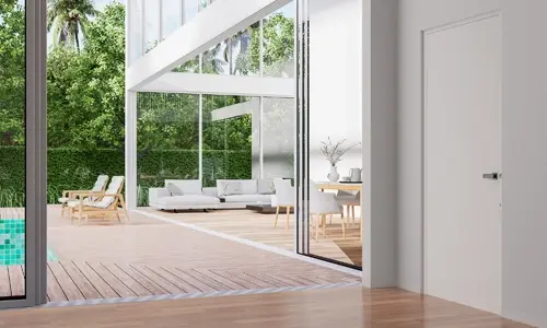 Closed flush door option for home elevator.