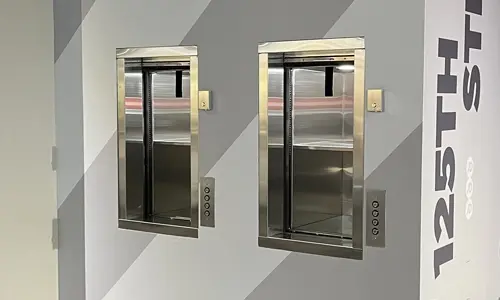 2 Matot Dumbwaiter products side by side in a commercial setting.