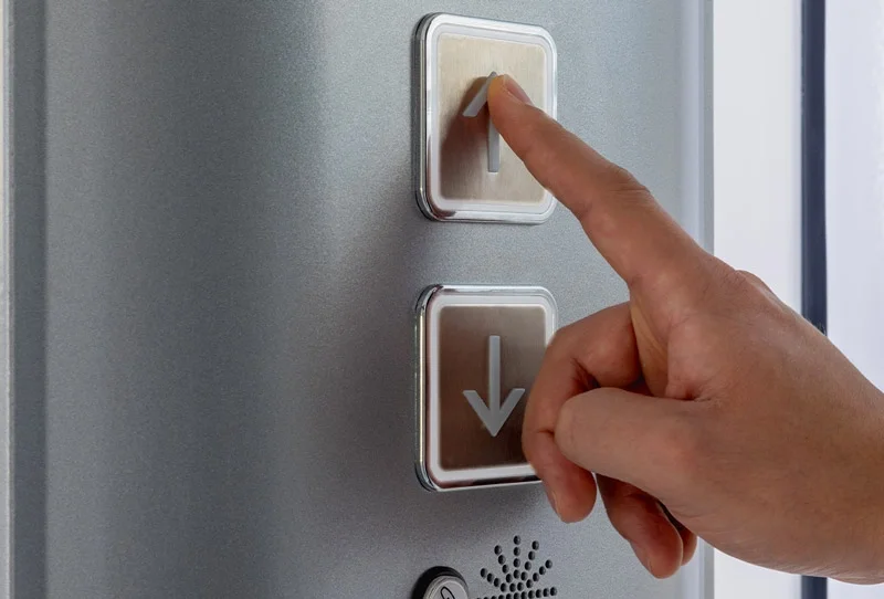 Large and accessible buttons in the cab of the Savaria Luma through the floor lift.